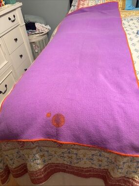 Purple extra long hot yoga towel with slip proof bottom